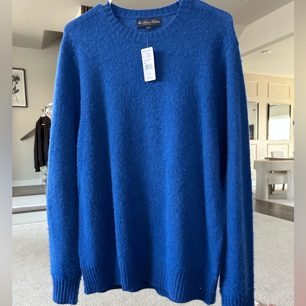 Brooks Brothers Vibrant Blue Crewneck Wool Sweater